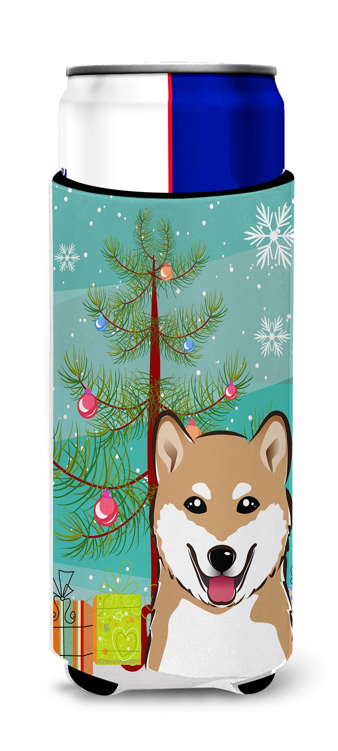 Christmas Tree and Shiba Inu Ultra Beverage Insulators for slim cans BB1597MUK  the-store.com.