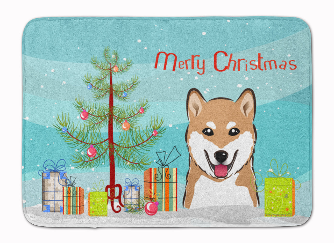 Christmas Tree and Shiba Inu Machine Washable Memory Foam Mat BB1597RUG - the-store.com