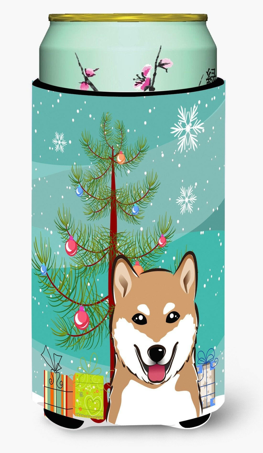 Christmas Tree and Shiba Inu Tall Boy Beverage Insulator Hugger BB1597TBC by Caroline's Treasures