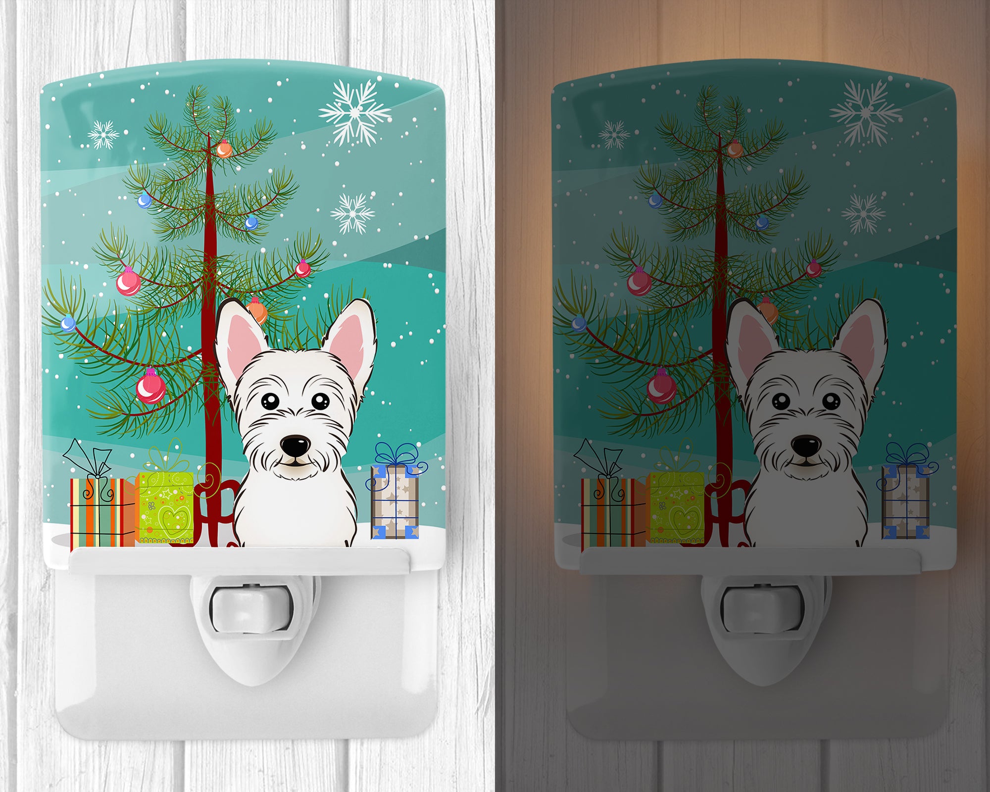 Christmas Tree and Westie Ceramic Night Light BB1598CNL - the-store.com