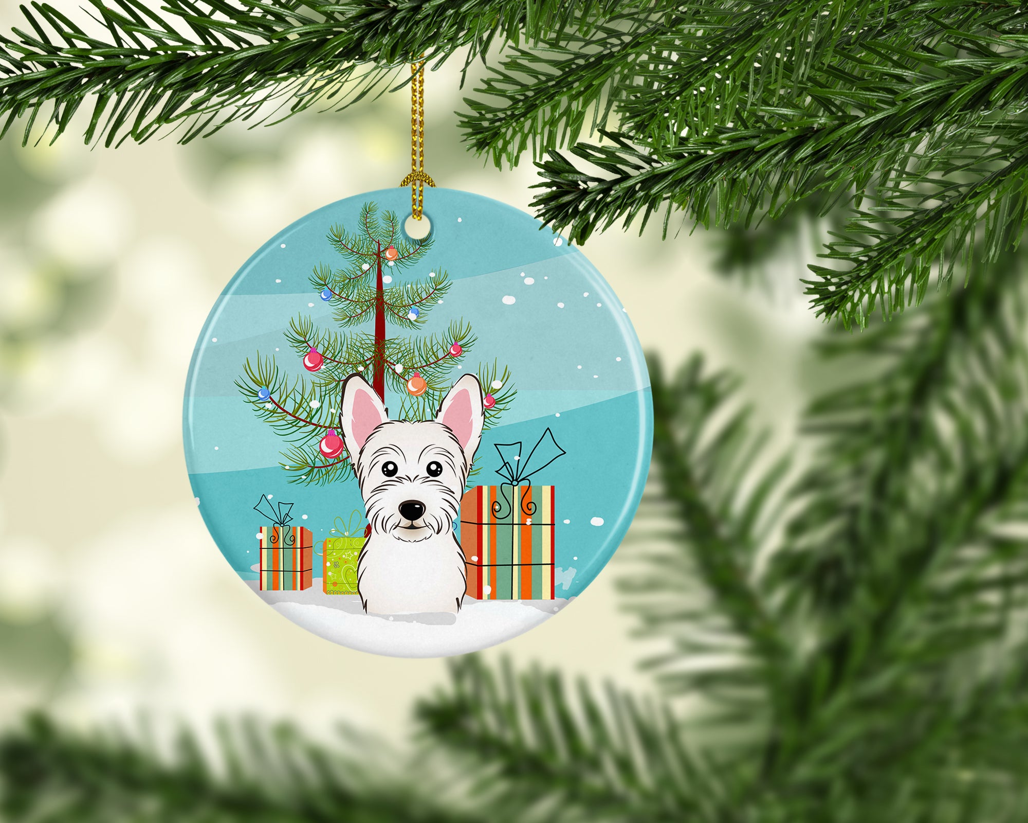 Christmas Tree and Westie Ceramic Ornament BB1598CO1 - the-store.com