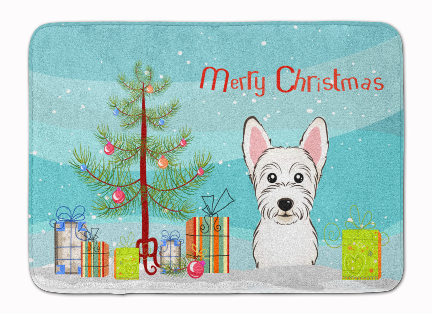 Christmas Tree and Westie Machine Washable Memory Foam Mat BB1598RUG - the-store.com