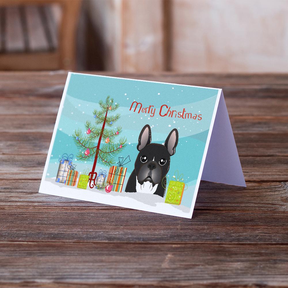 Christmas Tree and French Bulldog Greeting Cards and Envelopes Pack of 8 - the-store.com