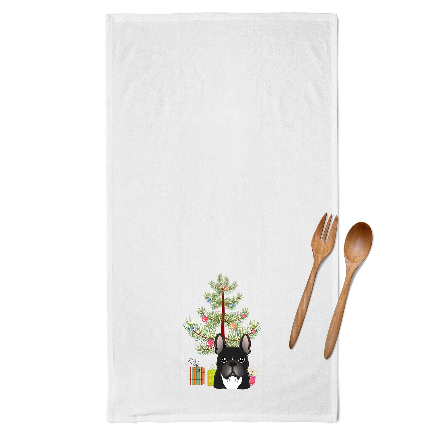 Christmas Tree and French Bulldog White Kitchen Towel Set of 2 BB1599WTKT by Caroline's Treasures