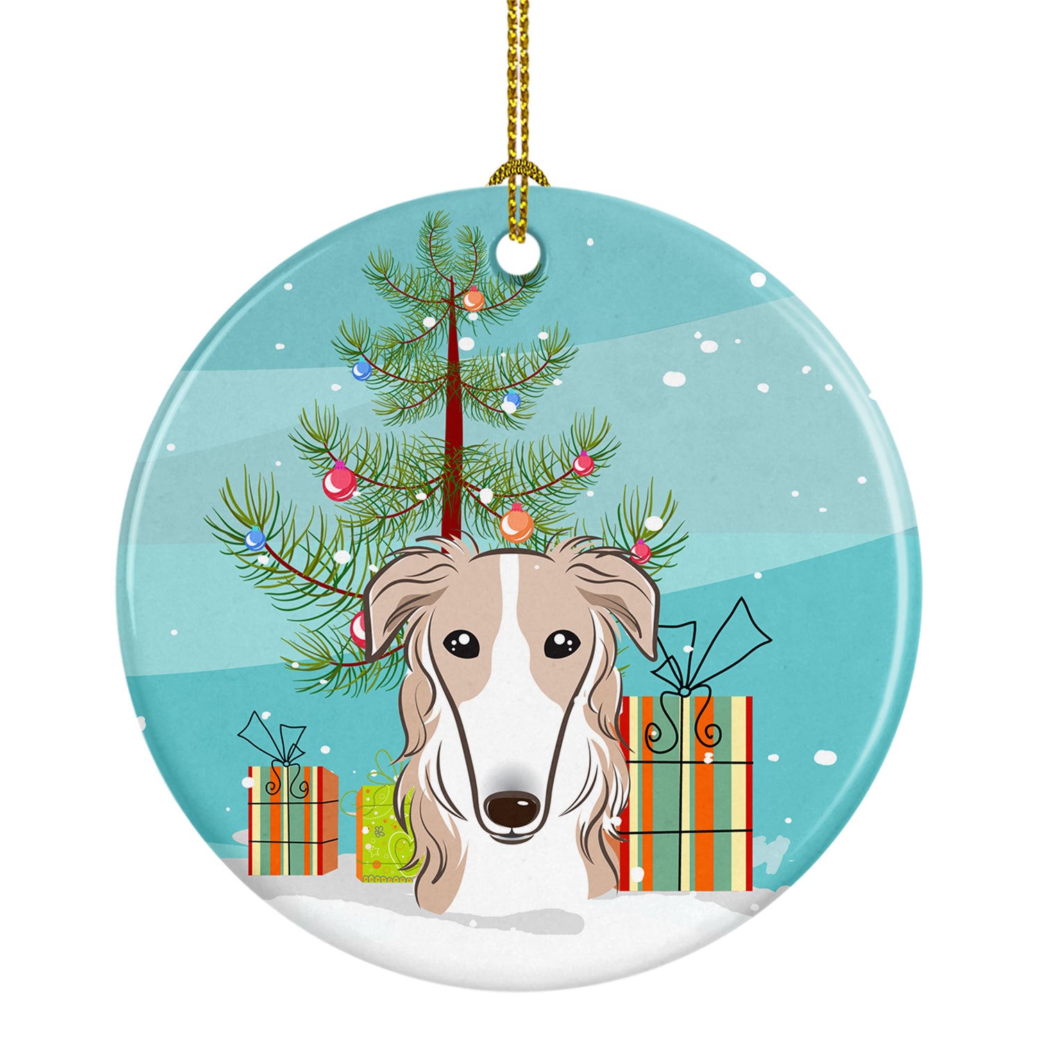 Christmas Tree and Borzoi Ceramic Ornament BB1600CO1 - the-store.com