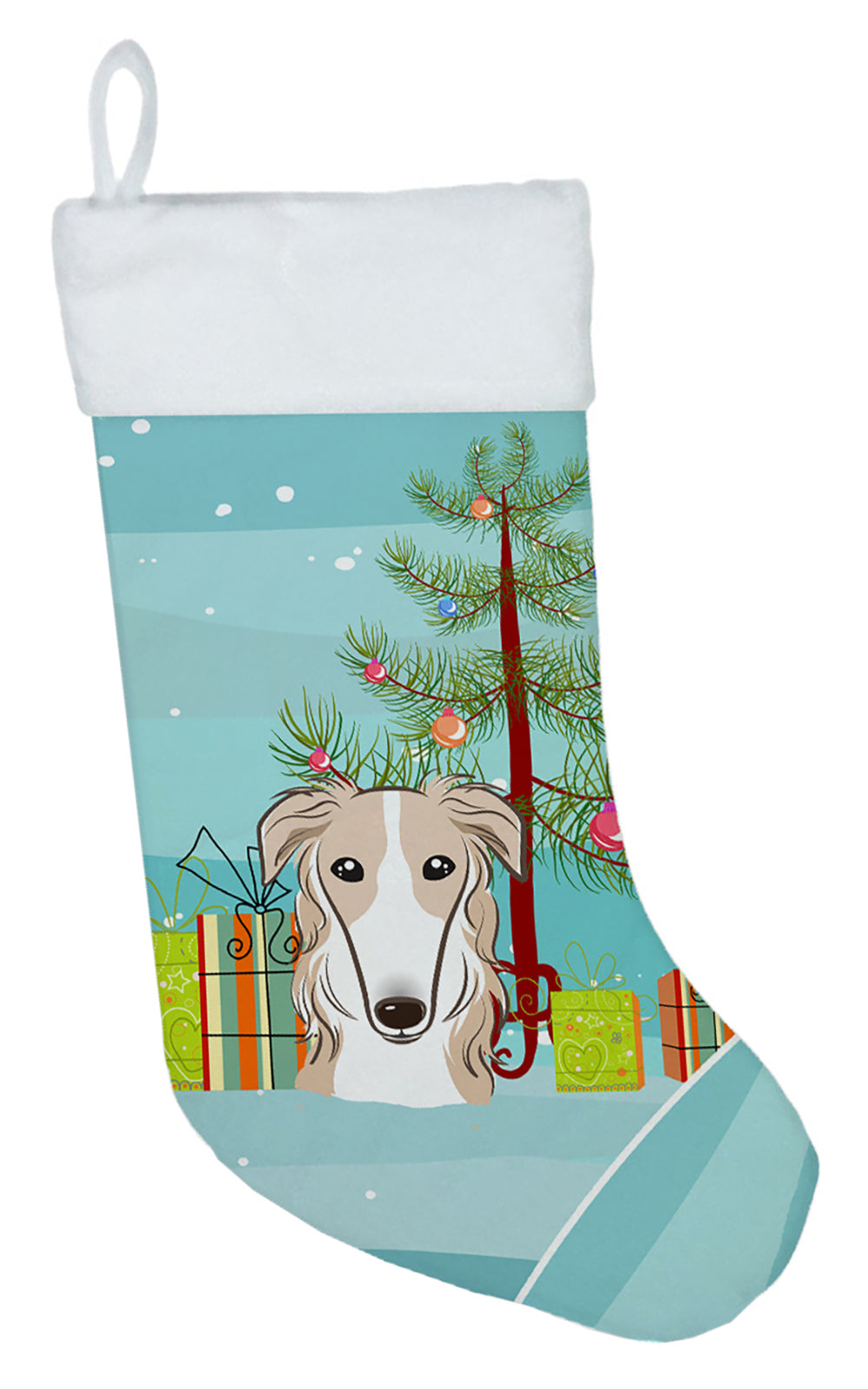 Christmas Tree and Borzoi Christmas Stocking BB1600CS  the-store.com.