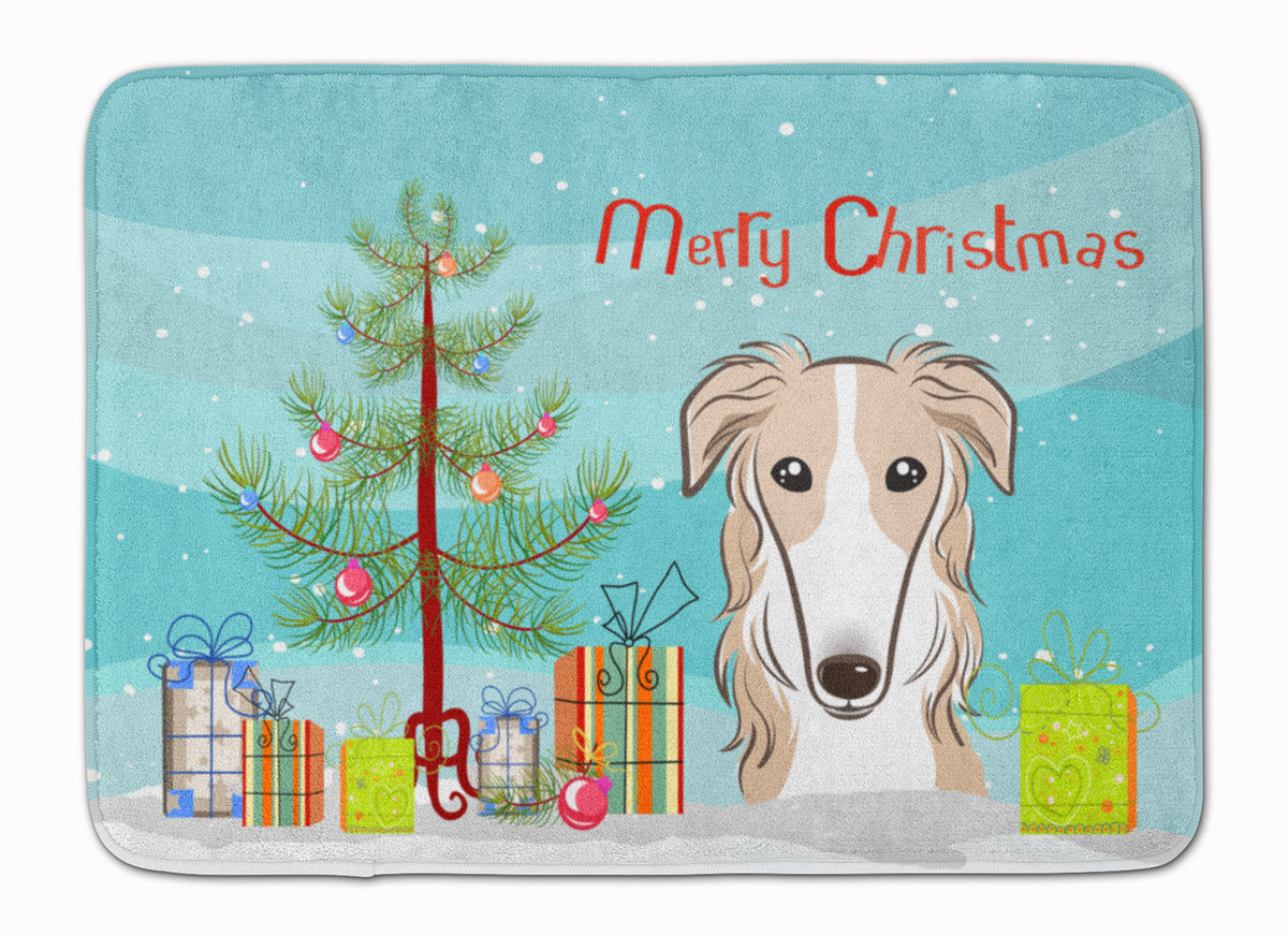 Christmas Tree and Borzoi Machine Washable Memory Foam Mat BB1600RUG - the-store.com