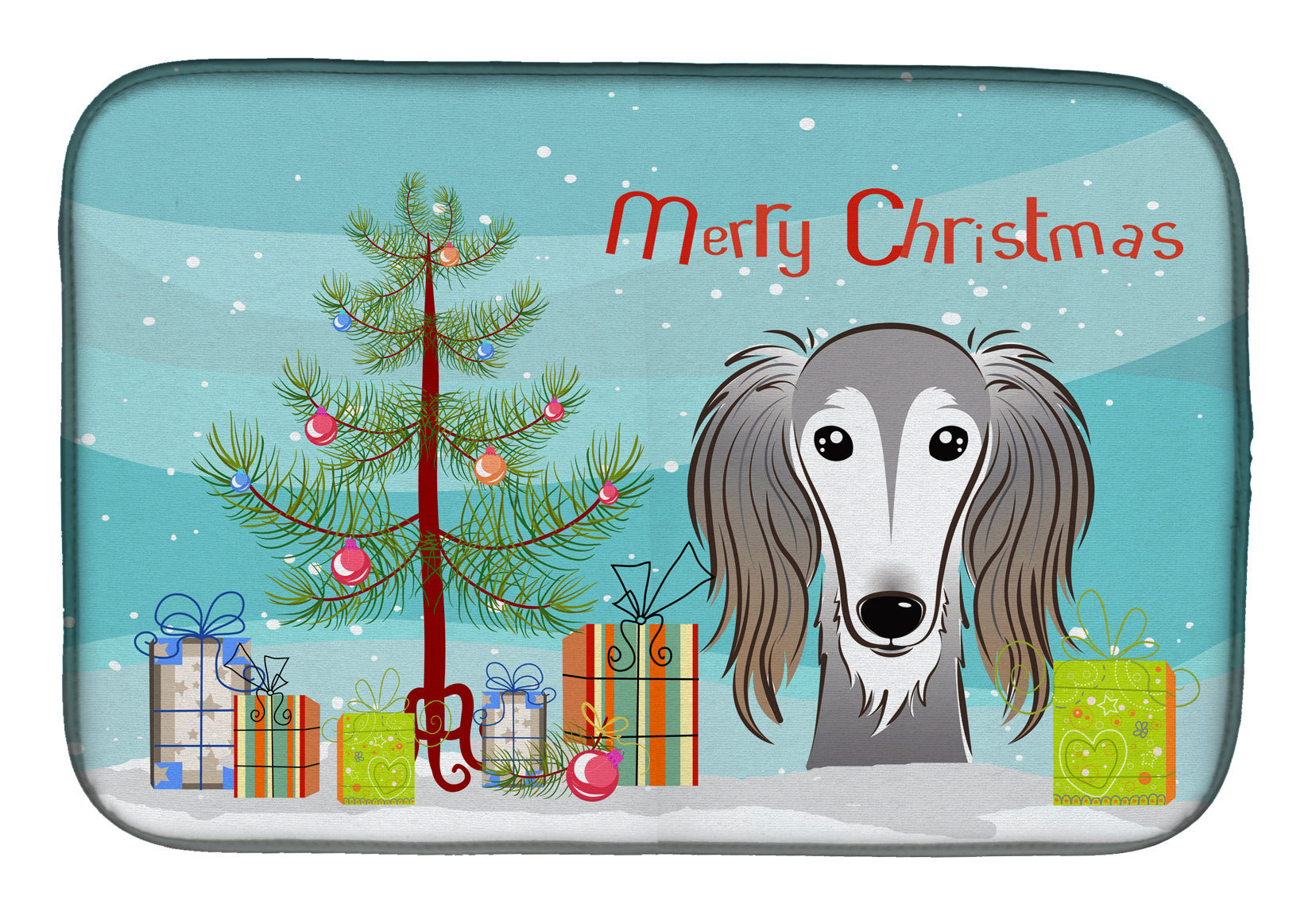 Christmas Tree and Saluki Dish Drying Mat BB1601DDM  the-store.com.