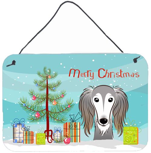 Christmas Tree and Saluki Wall or Door Hanging Prints by Caroline's Treasures