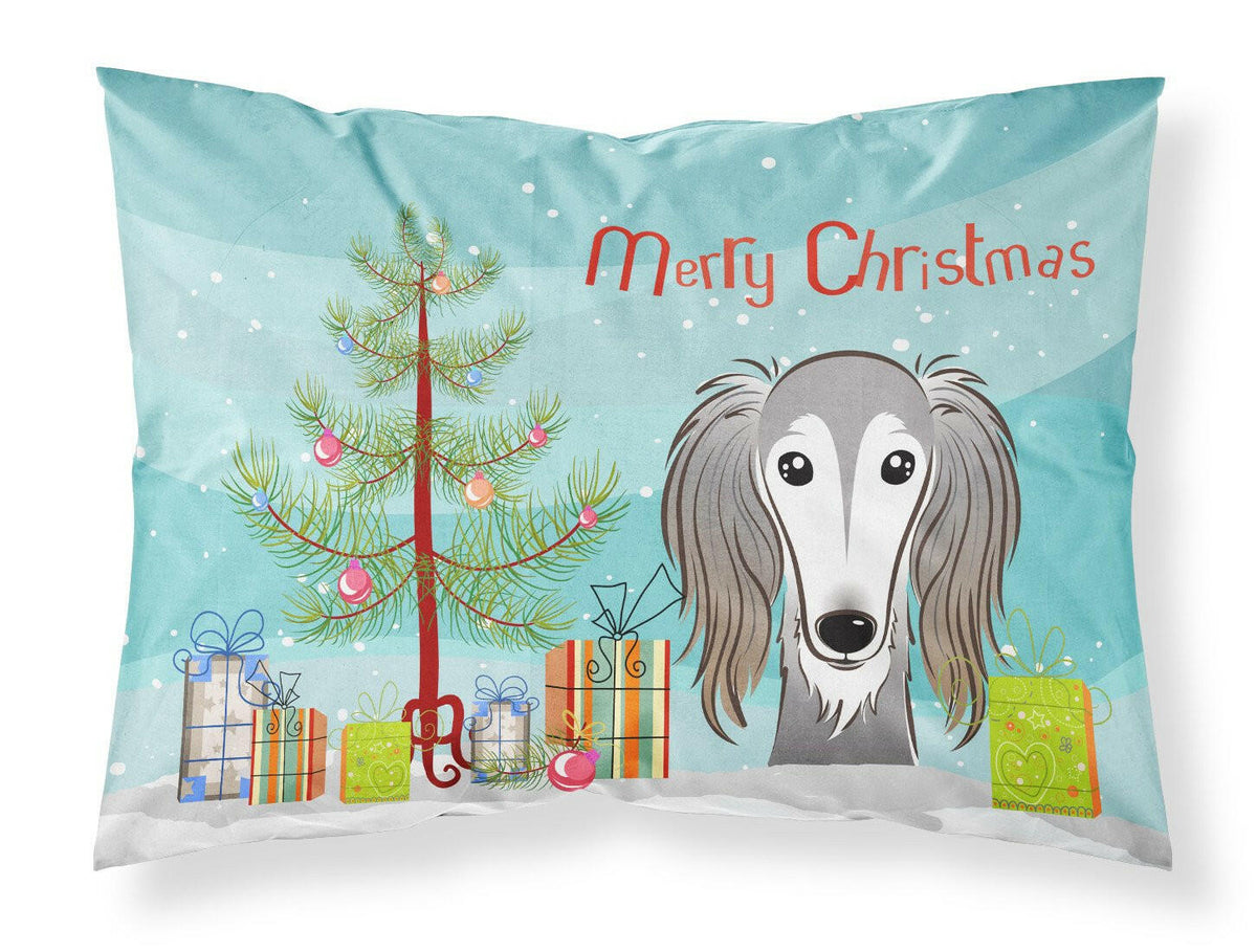 Christmas Tree and Saluki Fabric Standard Pillowcase BB1601PILLOWCASE by Caroline&#39;s Treasures