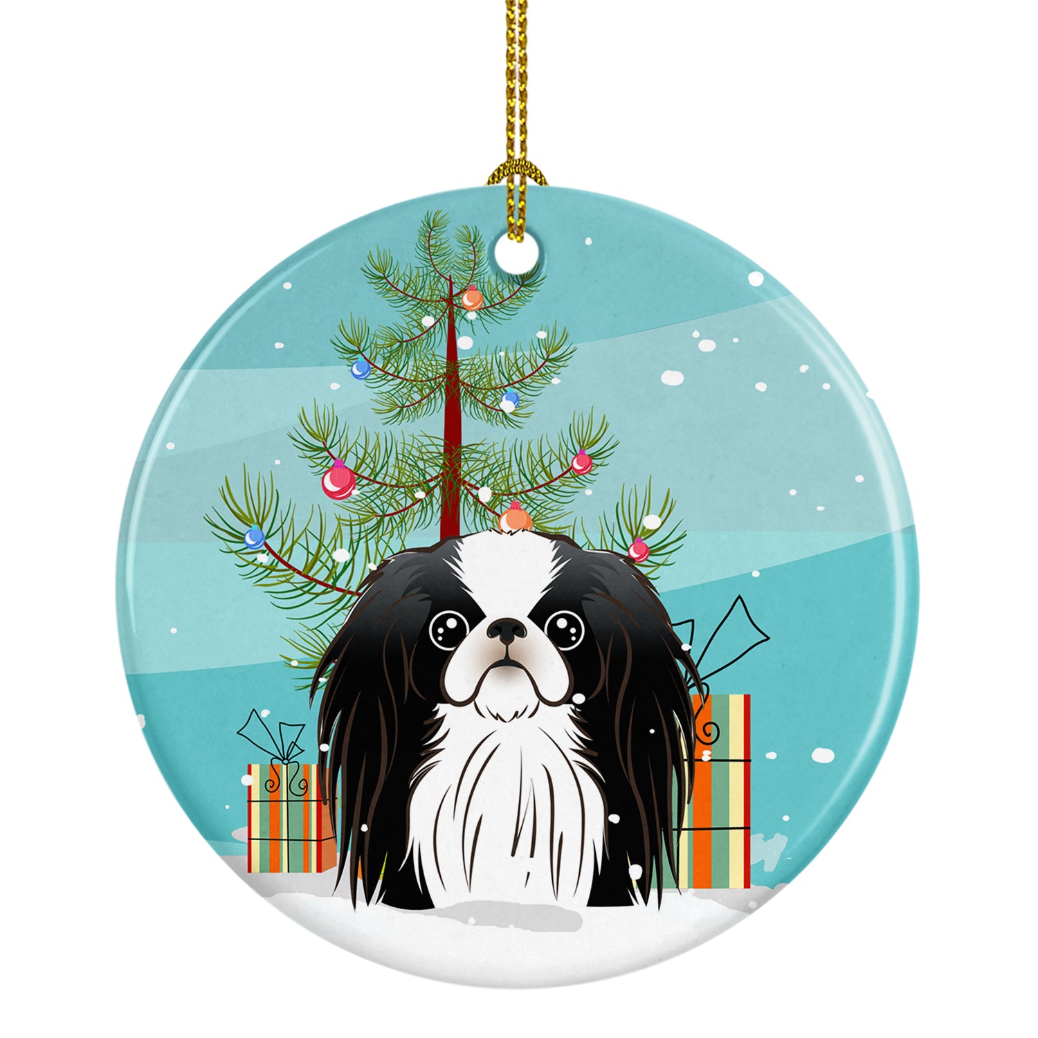 Christmas Tree and Japanese Chin Ceramic Ornament BB1602CO1 - the-store.com