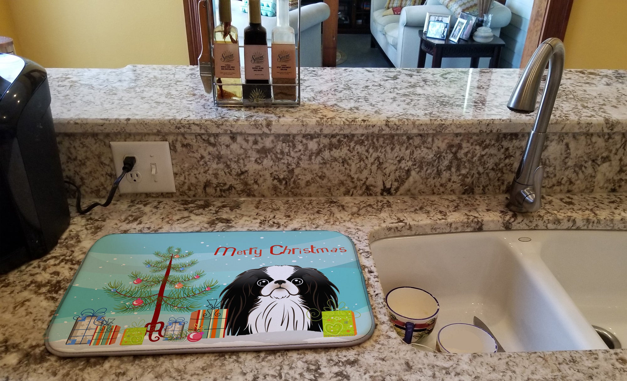 Christmas Tree and Japanese Chin Dish Drying Mat BB1602DDM  the-store.com.