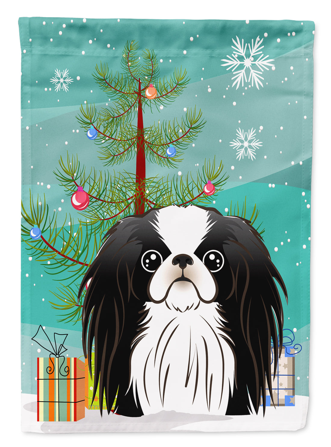 Christmas Tree and Japanese Chin Flag Garden Size BB1602GF.