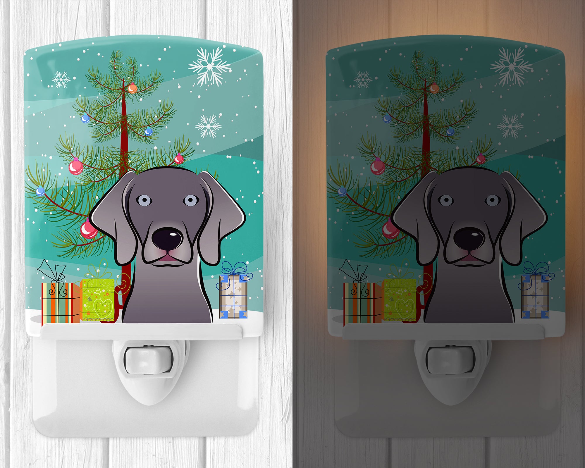 Christmas Tree and Weimaraner Ceramic Night Light BB1603CNL - the-store.com