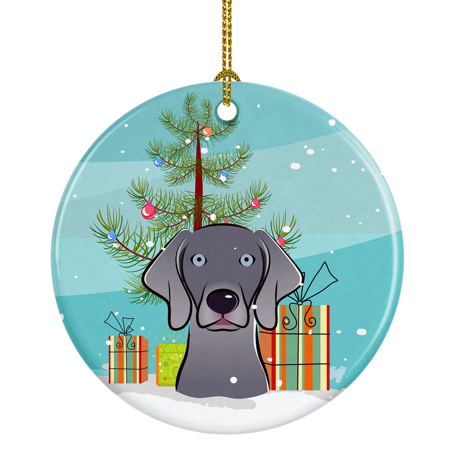 Christmas Tree and Weimaraner Ceramic Ornament BB1603CO1 - the-store.com