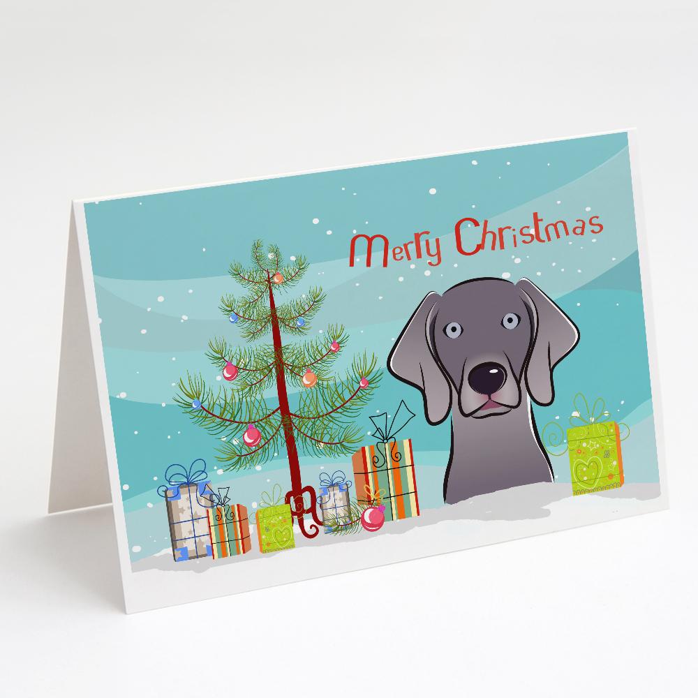 Buy this Christmas Tree and Weimaraner Greeting Cards and Envelopes Pack of 8