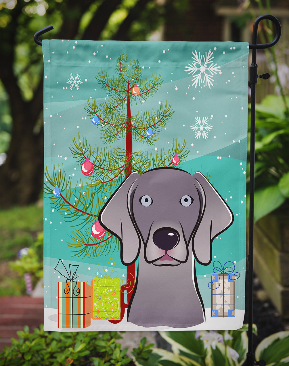 Christmas Tree and Weimaraner Flag Garden Size BB1603GF.