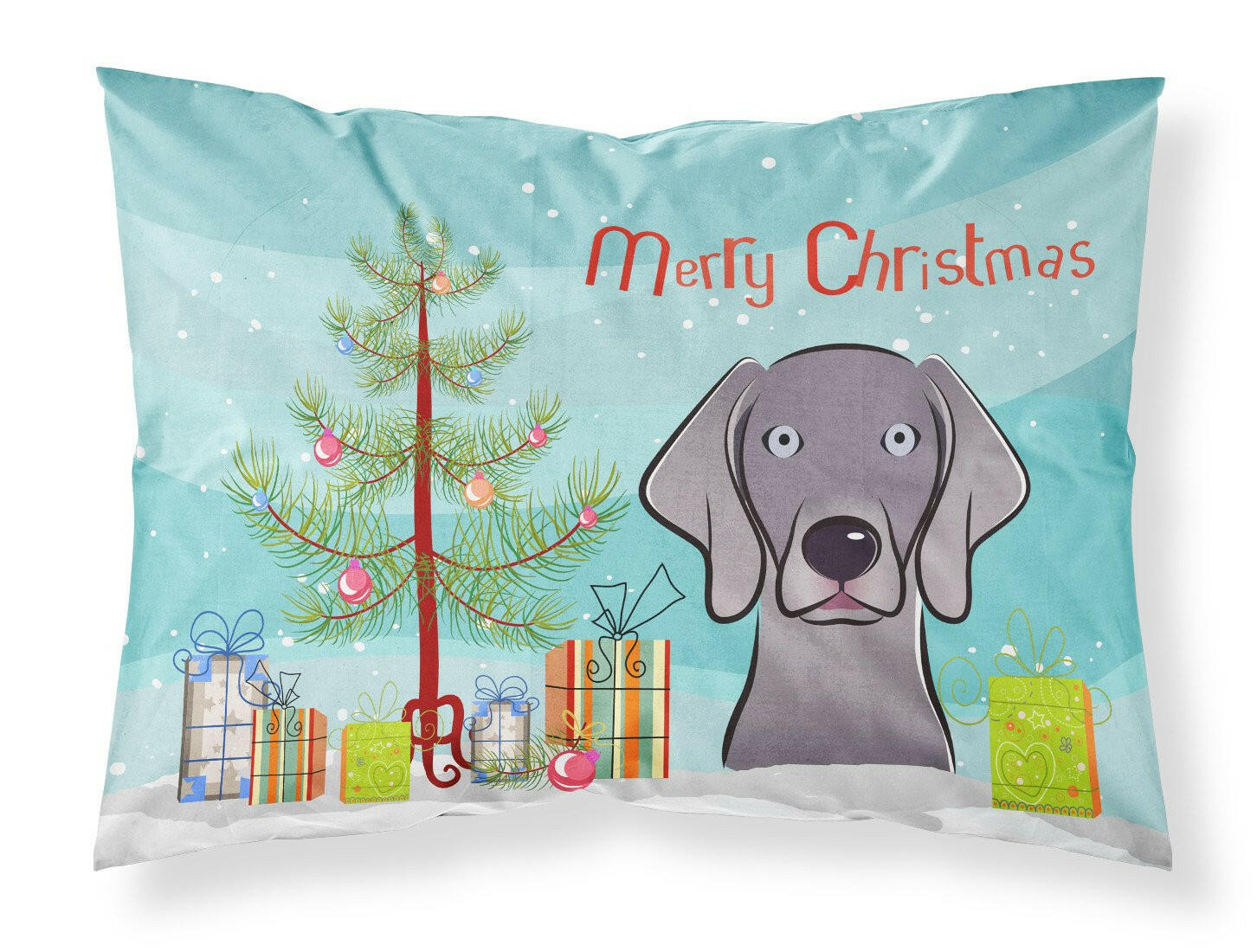 Christmas Tree and Weimaraner Fabric Standard Pillowcase BB1603PILLOWCASE by Caroline's Treasures