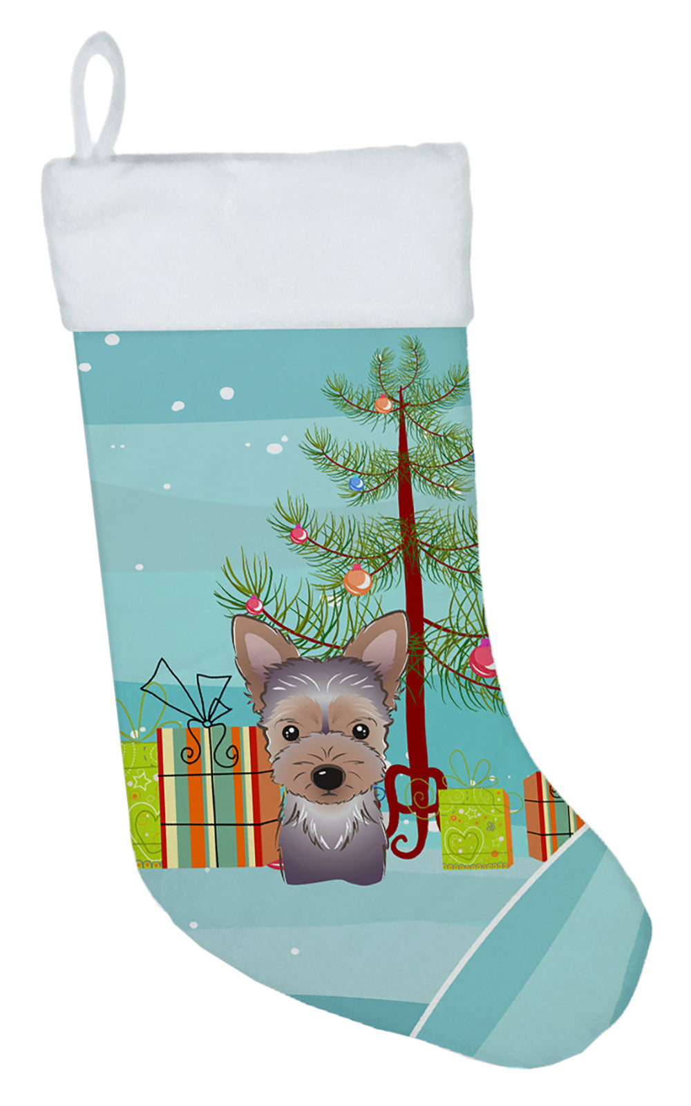 Christmas Tree and Yorkie Puppy Christmas Stocking BB1604CS  the-store.com.