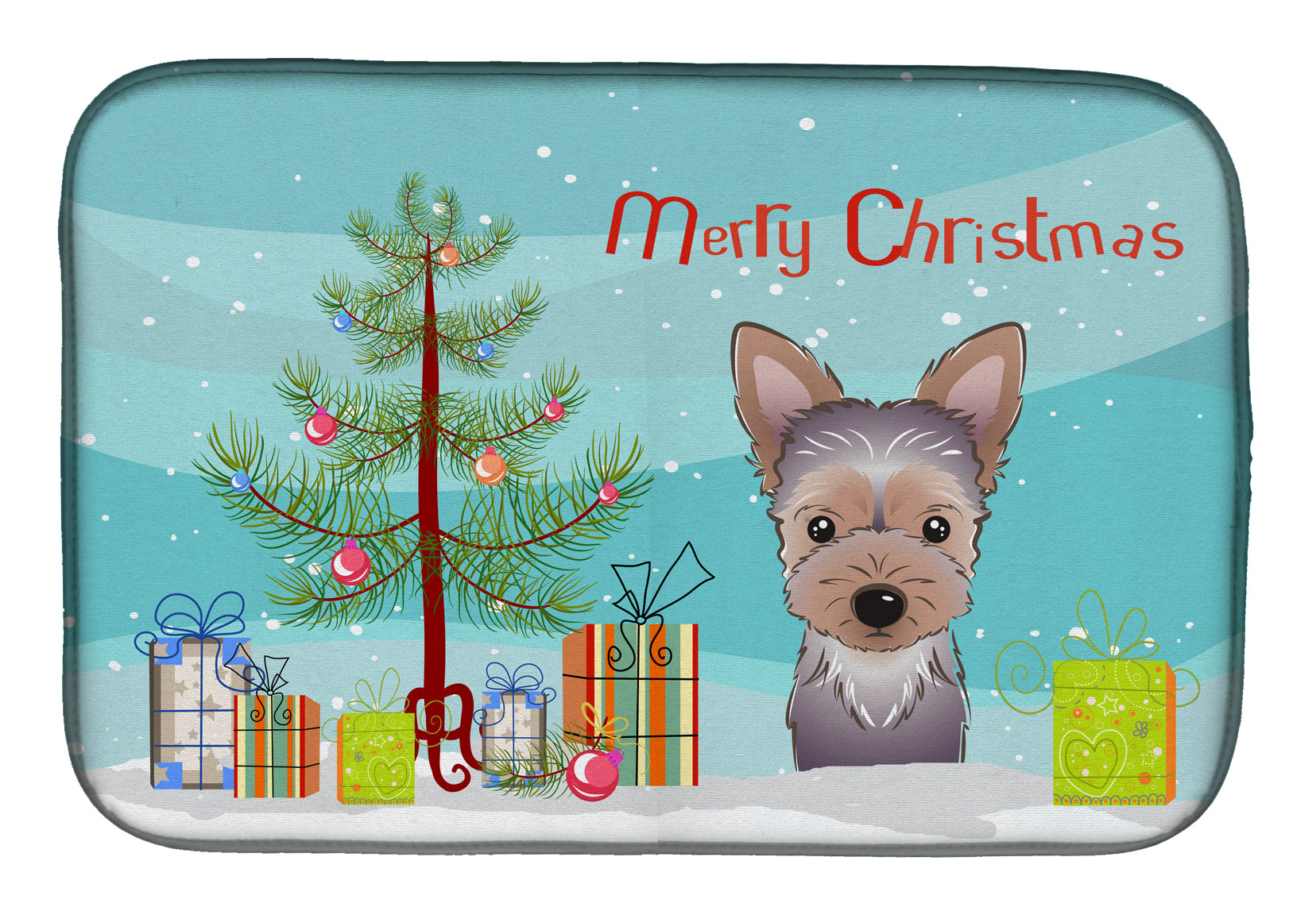 Christmas Tree and Yorkie Puppy Dish Drying Mat BB1604DDM  the-store.com.