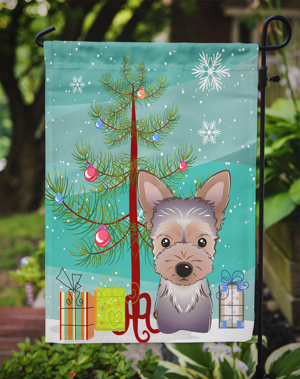 Christmas Tree and Yorkie Puppy Flag Garden Size BB1604GF.