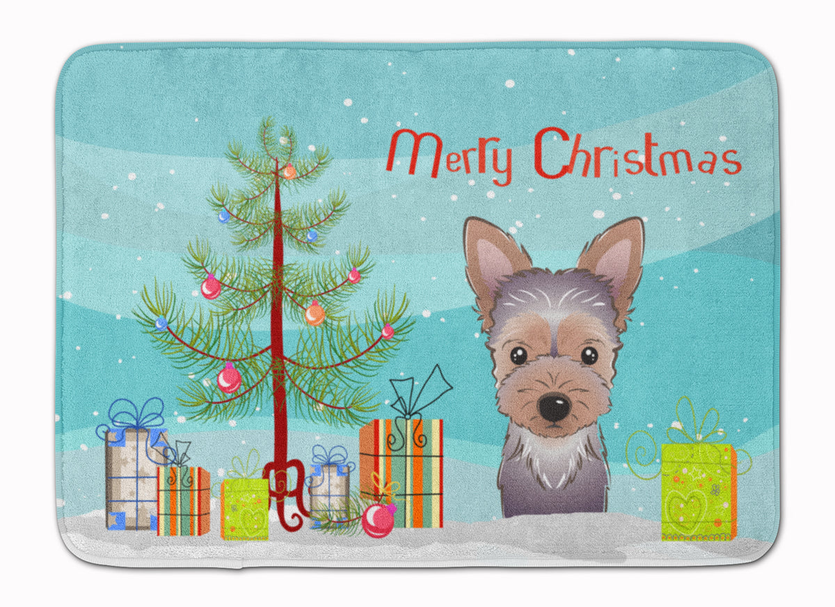 Christmas Tree and Yorkie Puppy Machine Washable Memory Foam Mat BB1604RUG - the-store.com