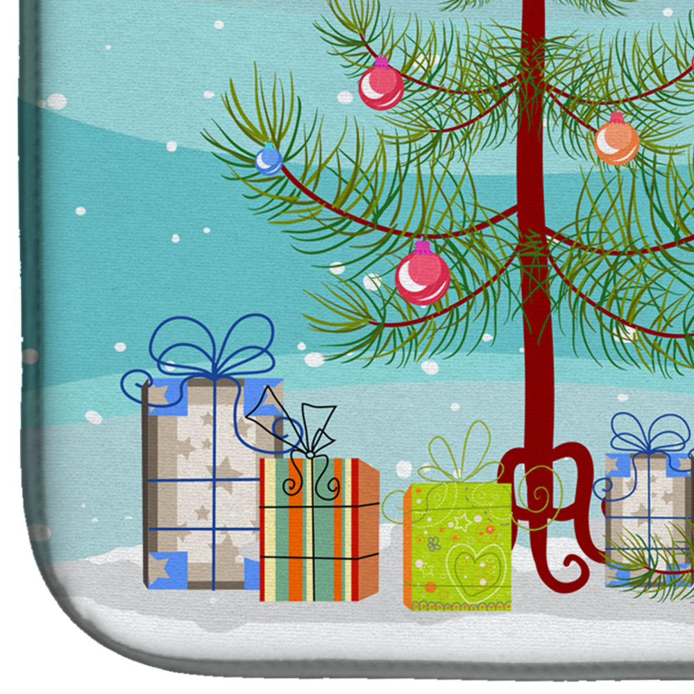 Christmas Tree and Wirehaired Dachshund Dish Drying Mat BB1605DDM  the-store.com.