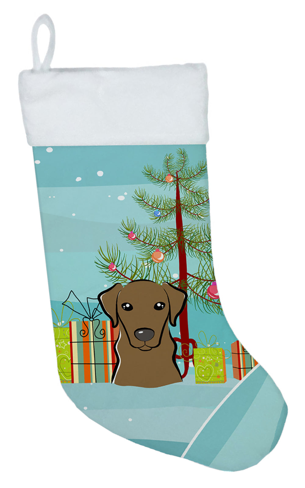 Christmas Tree and Chocolate Labrador Christmas Stocking BB1606CS  the-store.com.