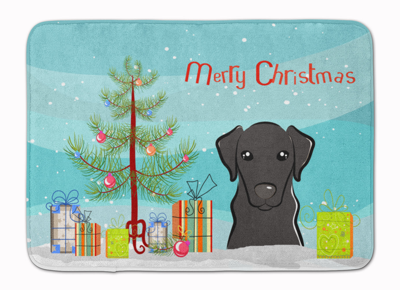 Christmas Tree and Black Labrador Machine Washable Memory Foam Mat BB1607RUG - the-store.com