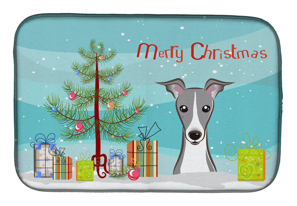 Christmas Tree and Italian Greyhound Dish Drying Mat BB1608DDM  the-store.com.