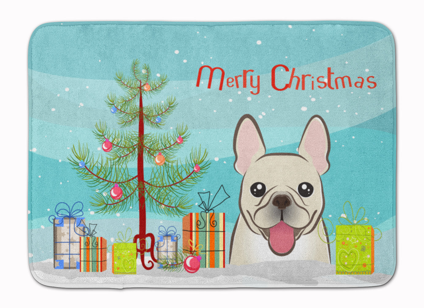 Christmas Tree and French Bulldog Machine Washable Memory Foam Mat BB1610RUG - the-store.com