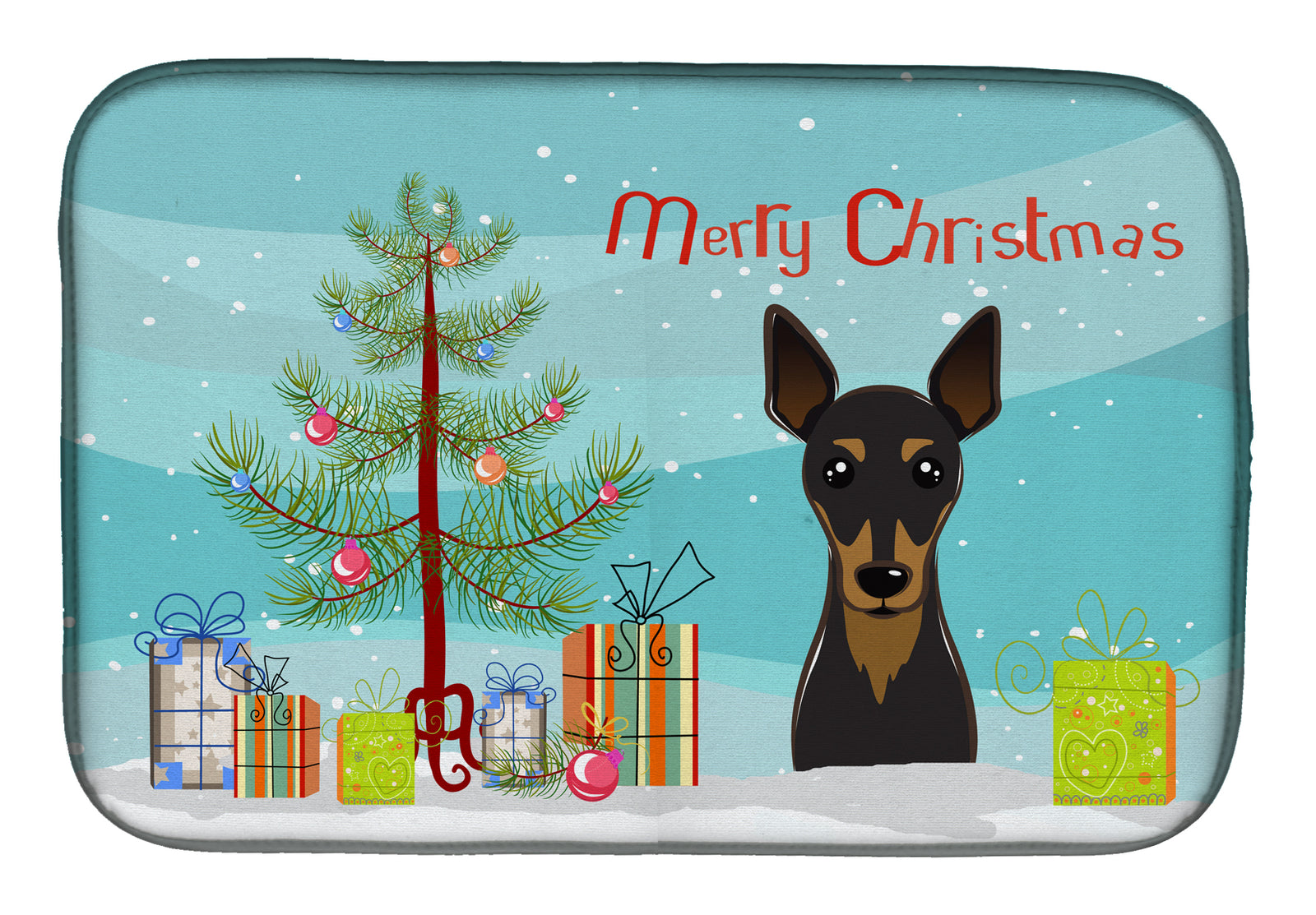 Christmas Tree and Min Pin Dish Drying Mat BB1612DDM  the-store.com.