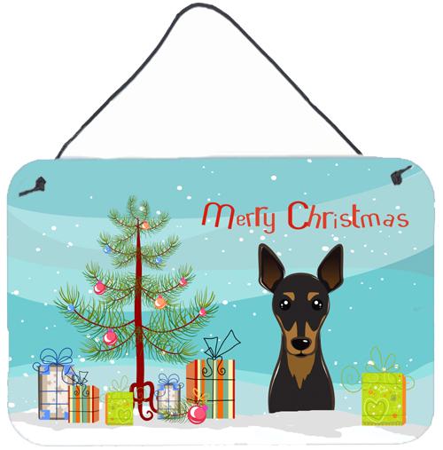 Christmas Tree and Min Pin Wall or Door Hanging Prints by Caroline&#39;s Treasures