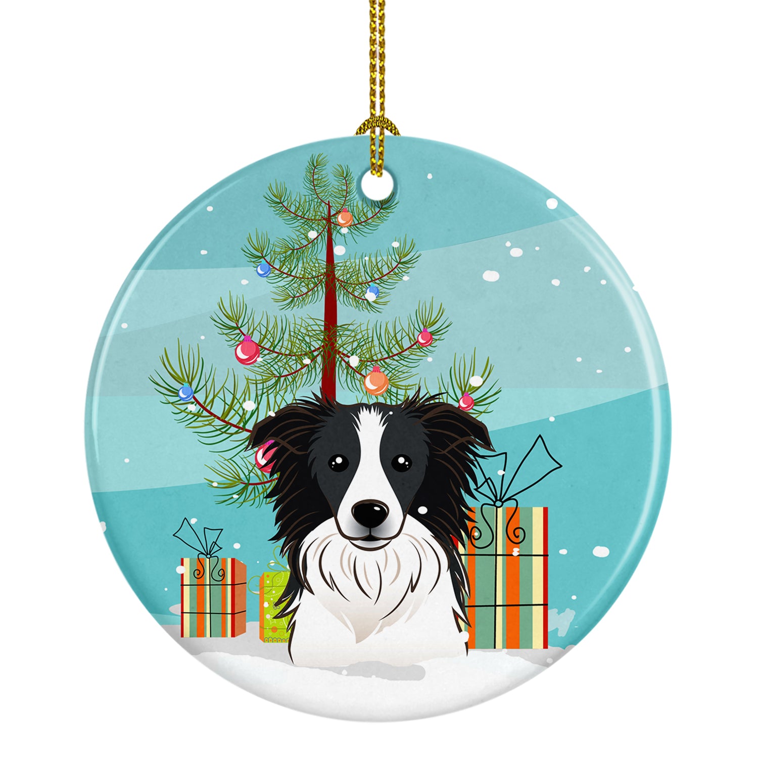 Christmas Tree and Border Collie Ceramic Ornament BB1613CO1 - the-store.com