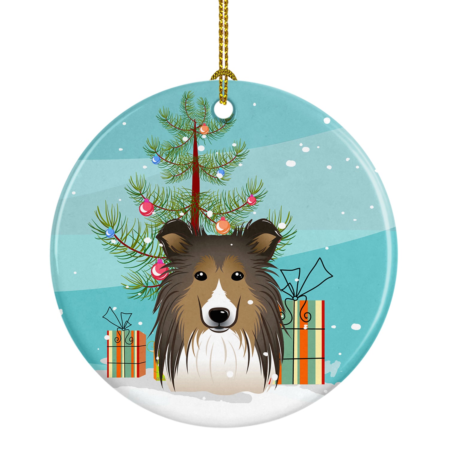 Christmas Tree and Sheltie Ceramic Ornament BB1614CO1 - the-store.com