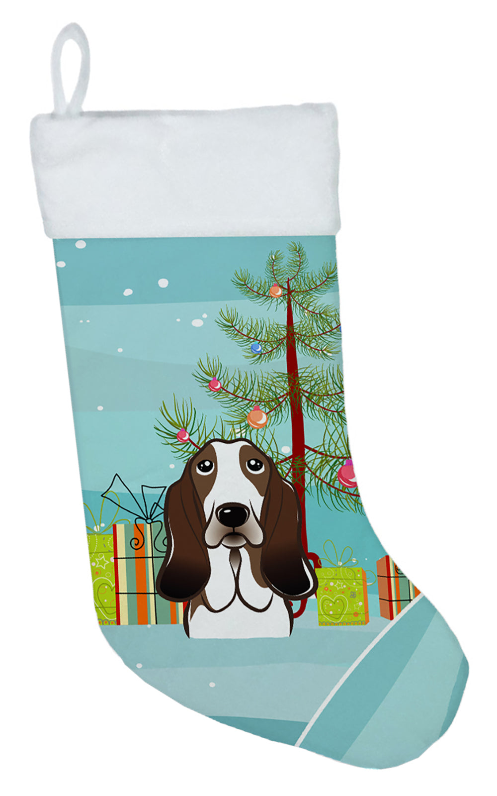 Christmas Tree and Basset Hound Christmas Stocking BB1615CS  the-store.com.