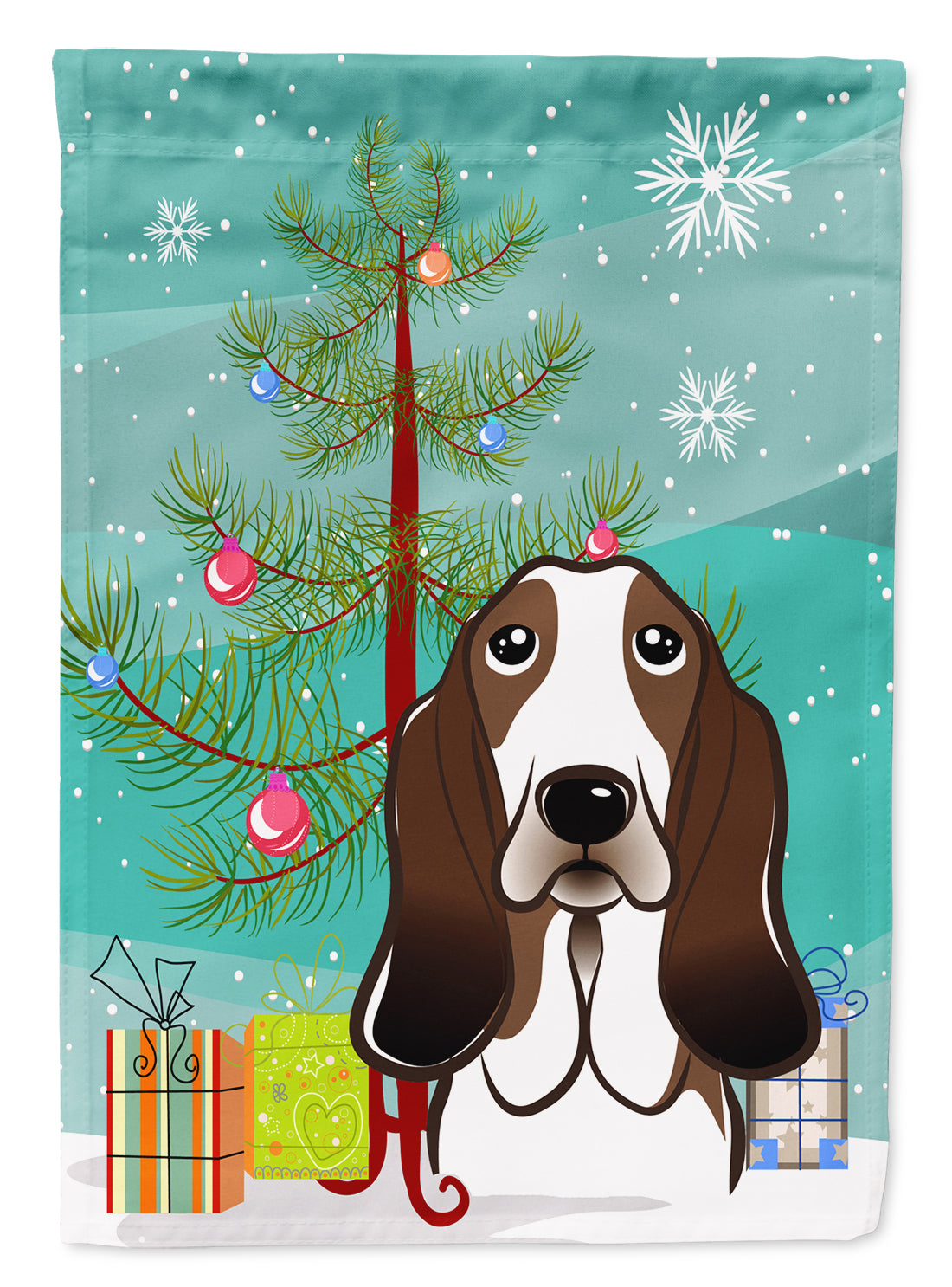 Christmas Tree and Basset Hound Flag Garden Size BB1615GF.