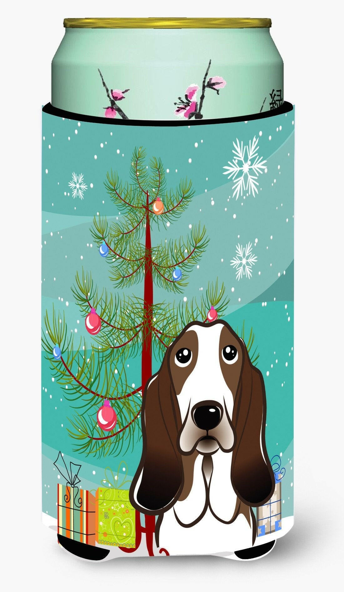 Christmas Tree and Basset Hound Tall Boy Beverage Insulator Hugger BB1615TBC by Caroline's Treasures