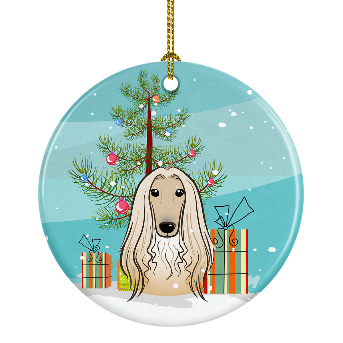 Christmas Tree and Afghan Hound Ceramic Ornament BB1616CO1 - the-store.com