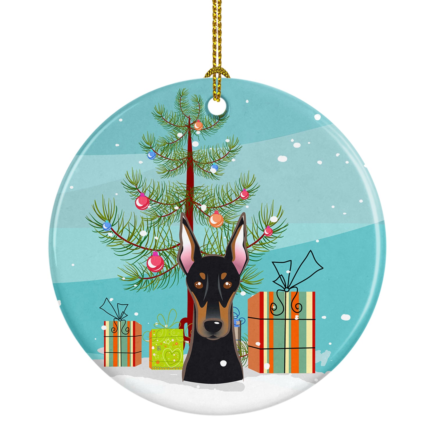 Christmas Tree and Doberman Ceramic Ornament BB1617CO1 - the-store.com