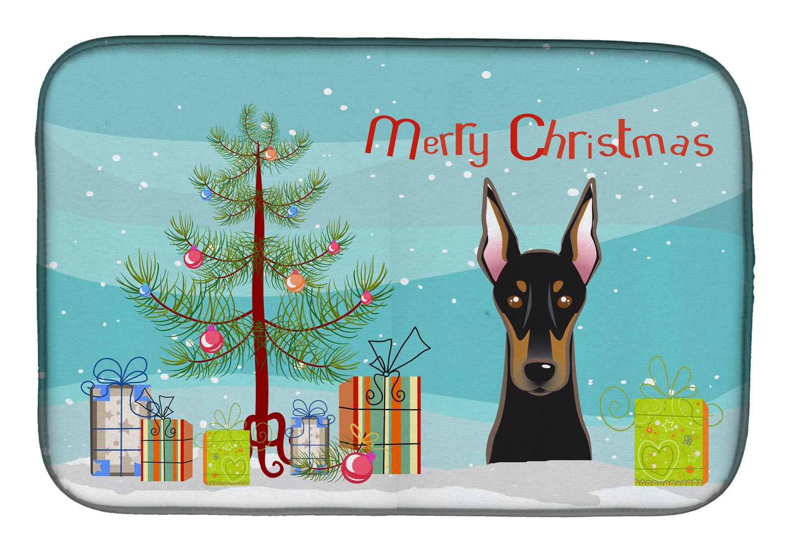 Christmas Tree and Doberman Dish Drying Mat BB1617DDM  the-store.com.