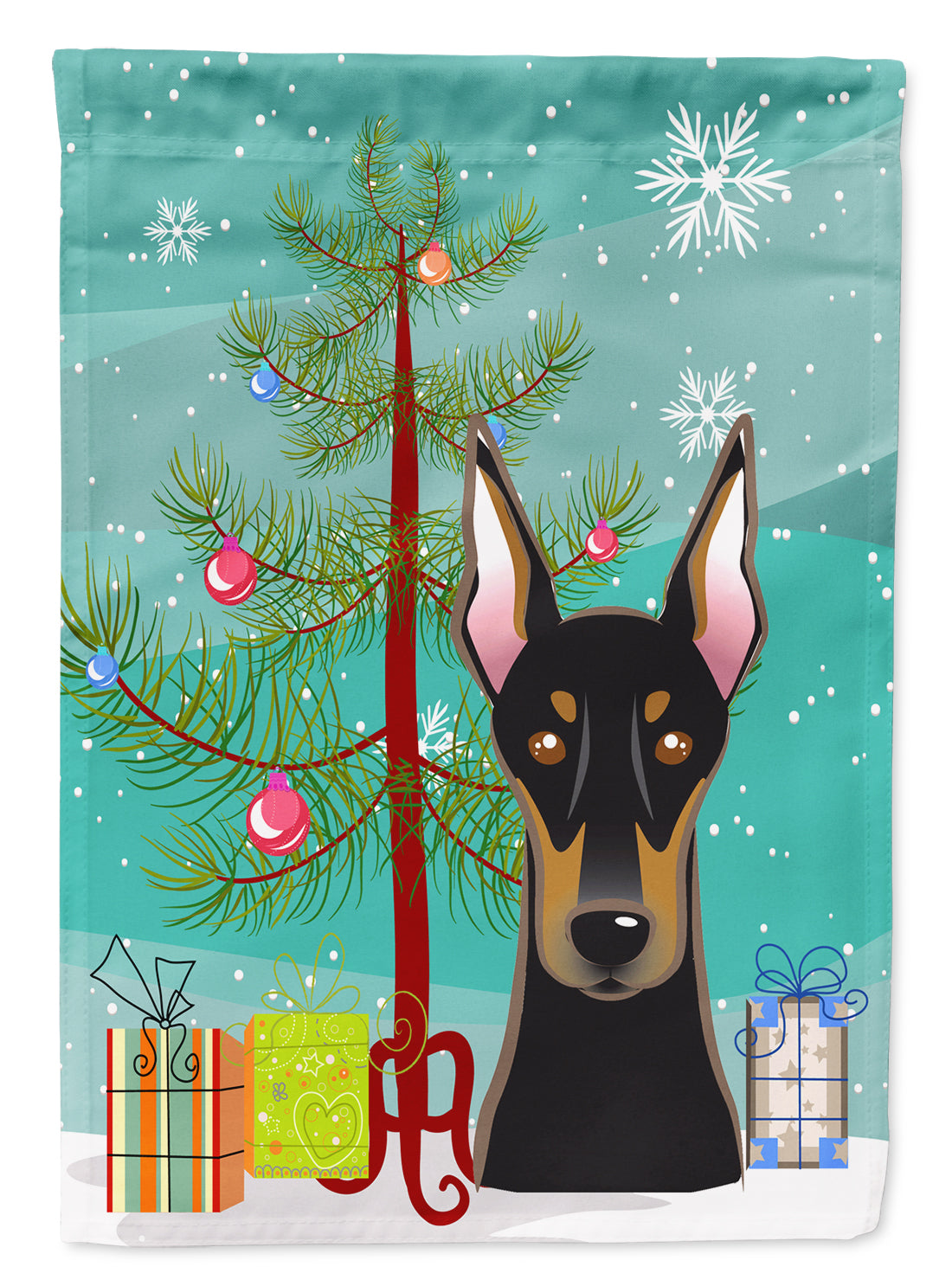 Christmas Tree and Doberman Flag Garden Size BB1617GF.