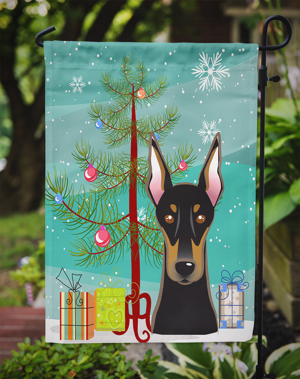 Christmas Tree and Doberman Flag Garden Size BB1617GF.