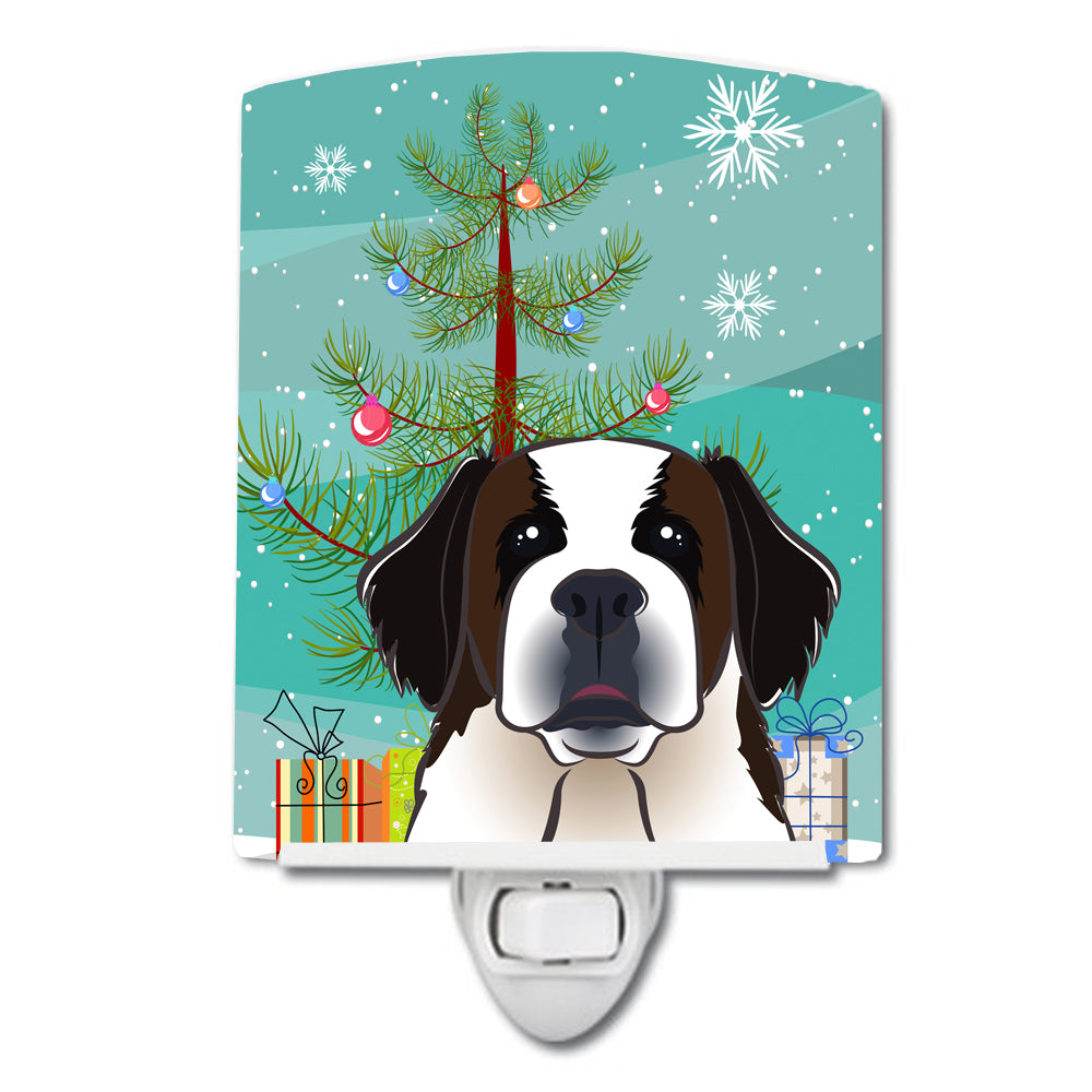 Christmas Tree and Saint Bernard Ceramic Night Light BB1618CNL - the-store.com