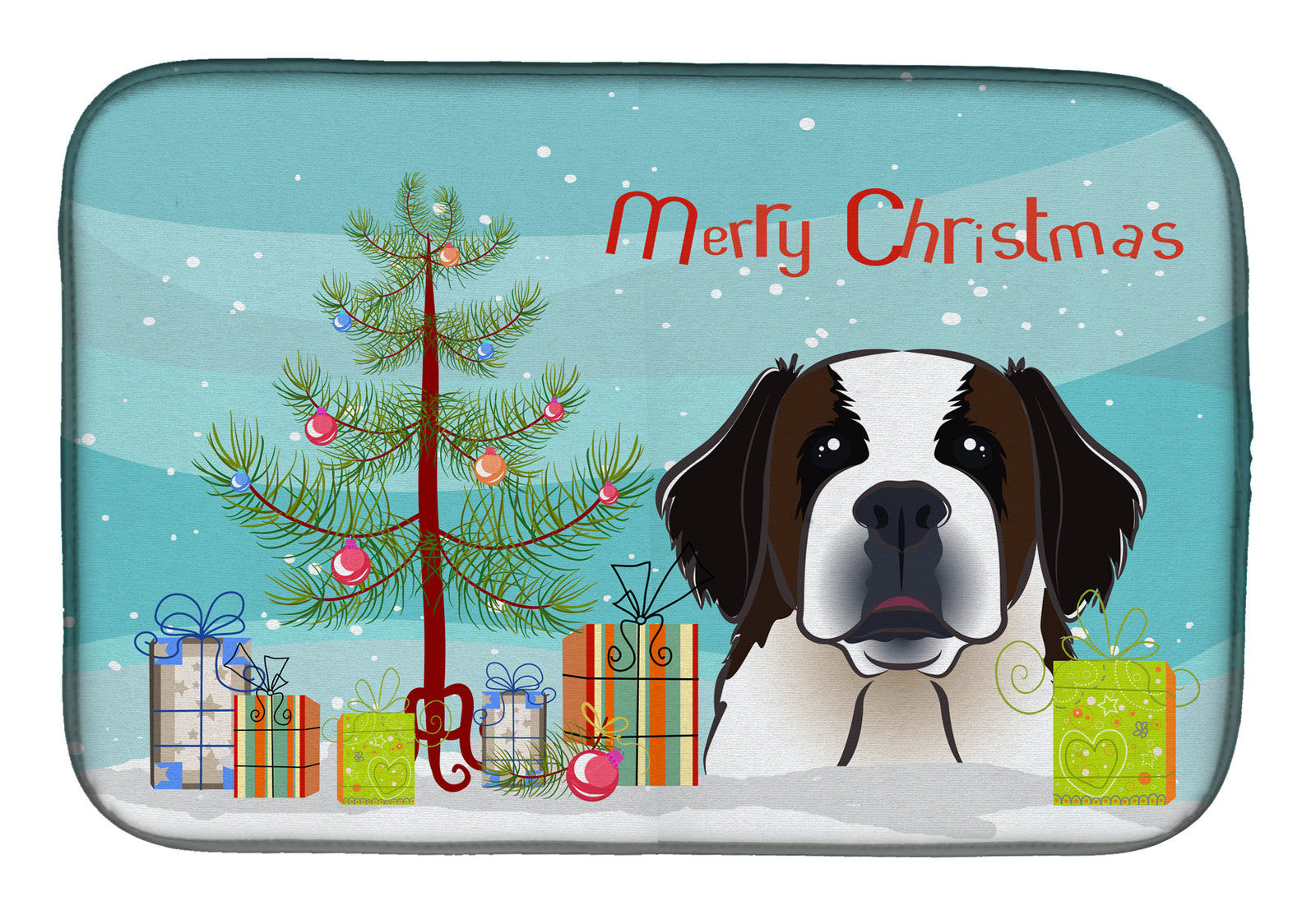 Christmas Tree and Saint Bernard Dish Drying Mat BB1618DDM  the-store.com.