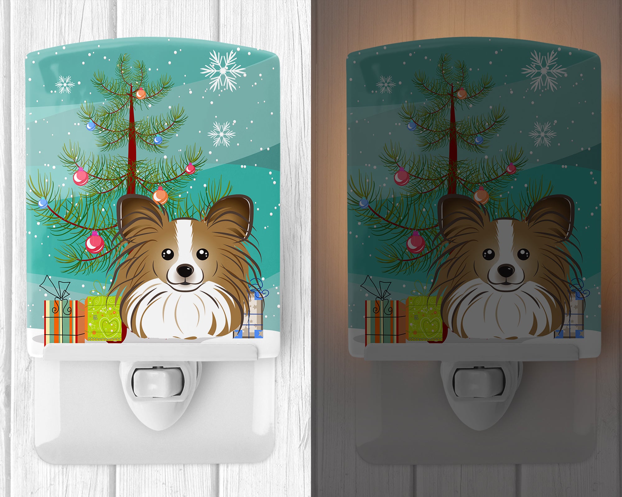 Christmas Tree and Papillon Ceramic Night Light BB1620CNL - the-store.com