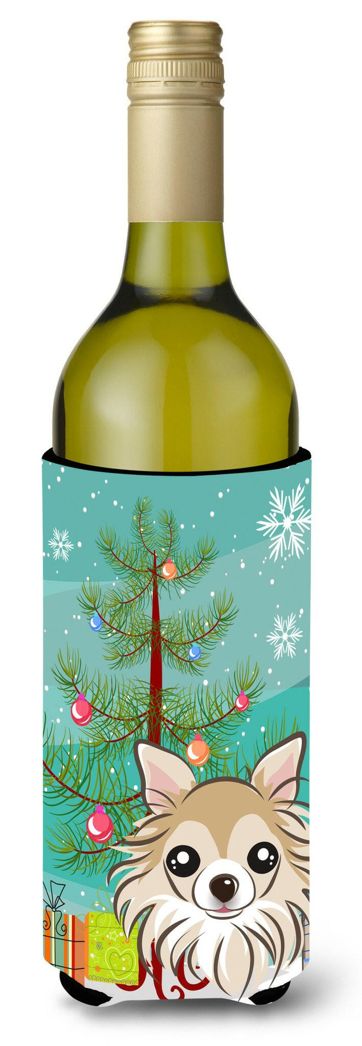 Christmas Tree and Chihuahua Wine Bottle Beverage Insulator Hugger BB1623LITERK by Caroline&#39;s Treasures
