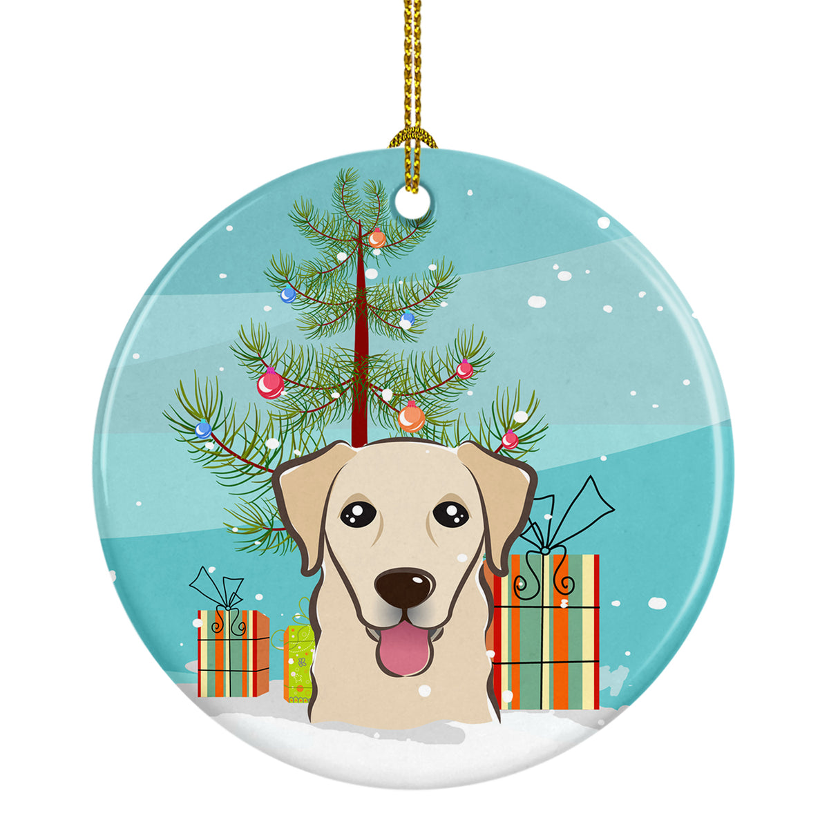 Christmas Tree and Golden Retriever Ceramic Ornament BB1624CO1 - the-store.com