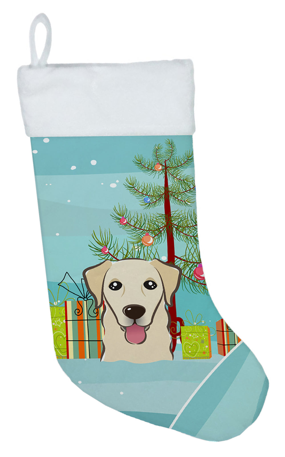 Christmas Tree and Golden Retriever Christmas Stocking BB1624CS  the-store.com.