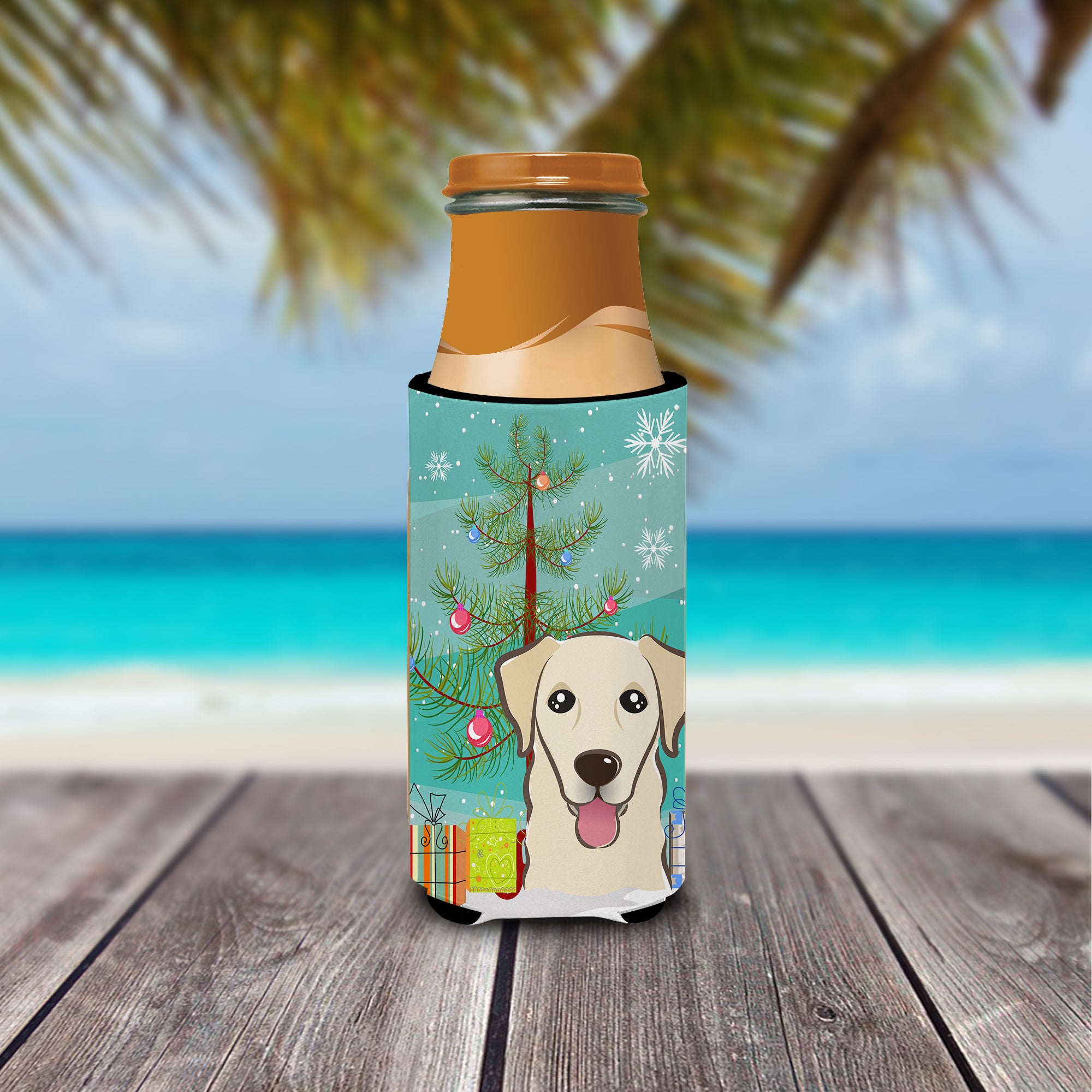 Christmas Tree and Golden Retriever Ultra Beverage Insulators for slim cans BB1624MUK  the-store.com.